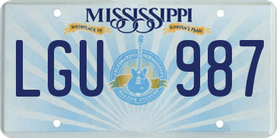MS license plate LGU987