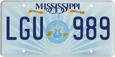 MS license plate LGU989