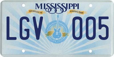 MS license plate LGV005