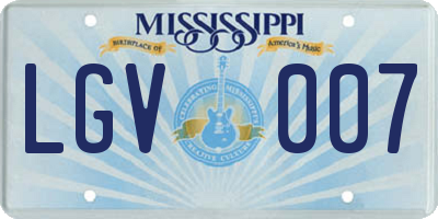 MS license plate LGV007