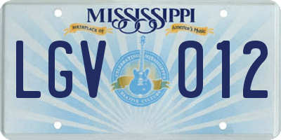 MS license plate LGV012