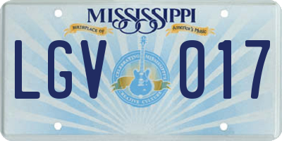 MS license plate LGV017