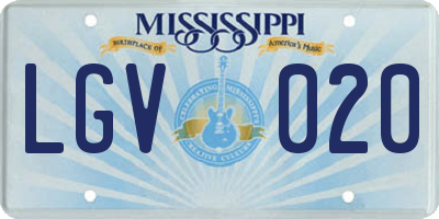 MS license plate LGV020