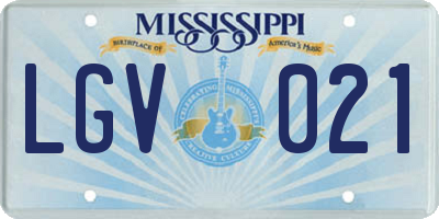 MS license plate LGV021