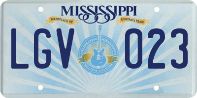 MS license plate LGV023
