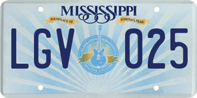 MS license plate LGV025