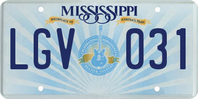 MS license plate LGV031