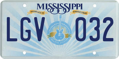 MS license plate LGV032