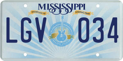 MS license plate LGV034