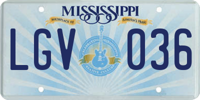 MS license plate LGV036
