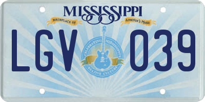 MS license plate LGV039