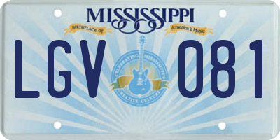 MS license plate LGV081