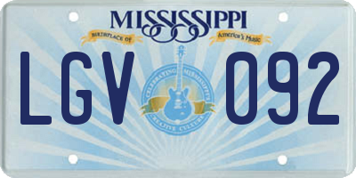 MS license plate LGV092