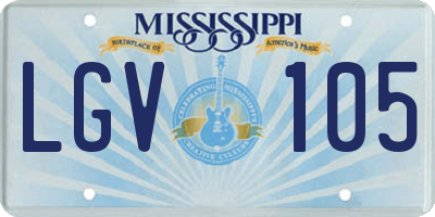 MS license plate LGV105
