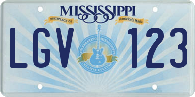 MS license plate LGV123