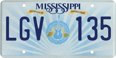 MS license plate LGV135