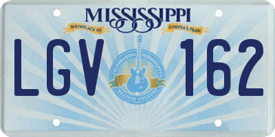 MS license plate LGV162