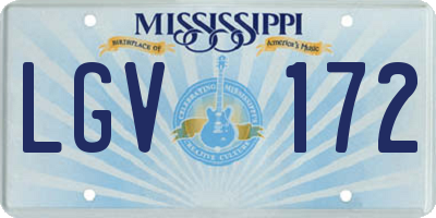 MS license plate LGV172