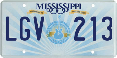 MS license plate LGV213