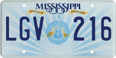 MS license plate LGV216