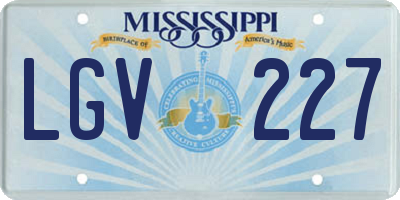MS license plate LGV227