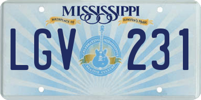 MS license plate LGV231