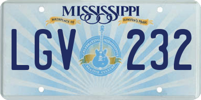 MS license plate LGV232
