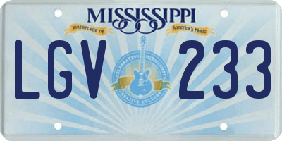 MS license plate LGV233