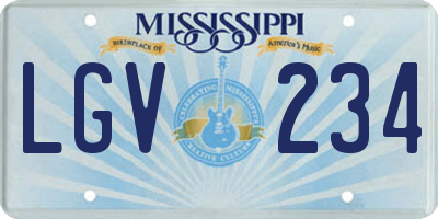 MS license plate LGV234