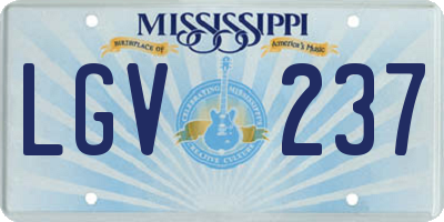 MS license plate LGV237