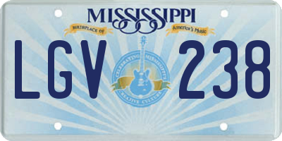 MS license plate LGV238
