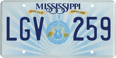 MS license plate LGV259