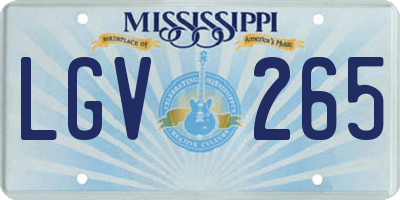 MS license plate LGV265
