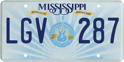 MS license plate LGV287