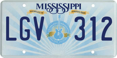 MS license plate LGV312