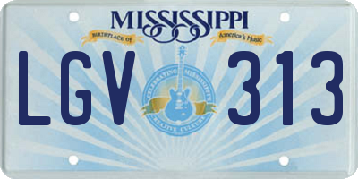 MS license plate LGV313