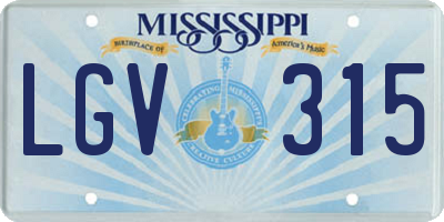 MS license plate LGV315