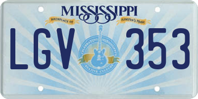 MS license plate LGV353