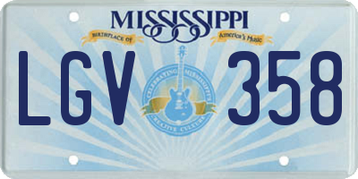 MS license plate LGV358