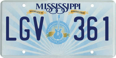 MS license plate LGV361