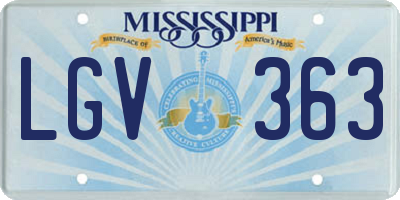MS license plate LGV363