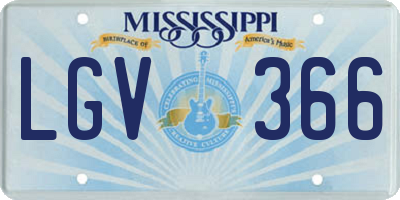 MS license plate LGV366
