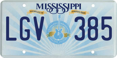 MS license plate LGV385