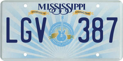 MS license plate LGV387