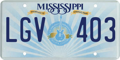 MS license plate LGV403