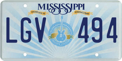 MS license plate LGV494
