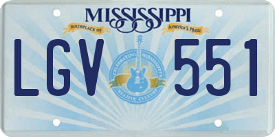 MS license plate LGV551