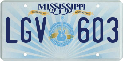 MS license plate LGV603
