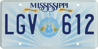 MS license plate LGV612