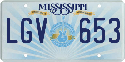 MS license plate LGV653